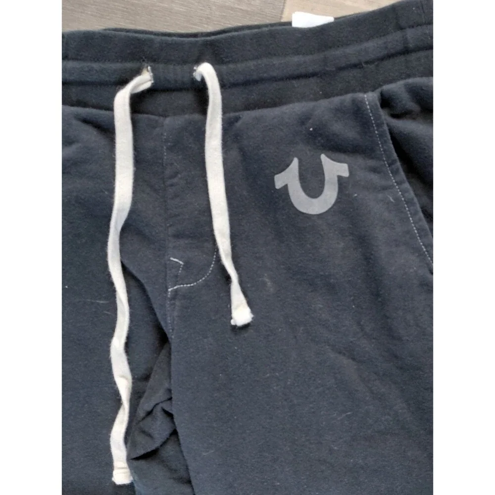 True Religion Black Jogger Sweatpants with White Drawstring
